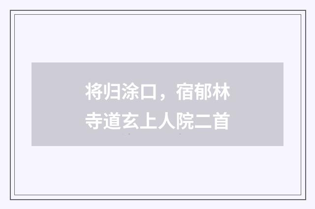 将归涂口，宿郁林寺道玄上人院二首