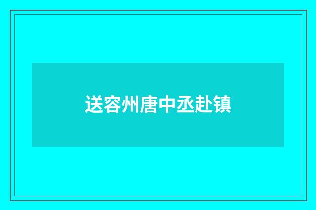 送容州唐中丞赴镇