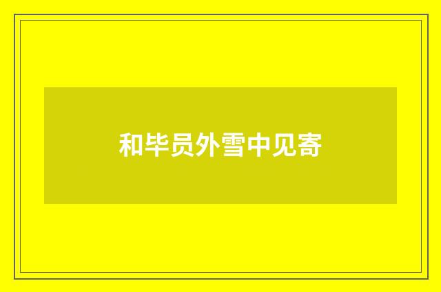 和毕员外雪中见寄