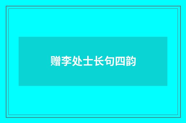 赠李处士长句四韵