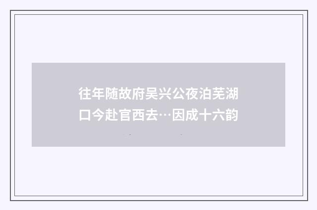 往年随故府吴兴公夜泊芜湖口今赴官西去…因成十六韵