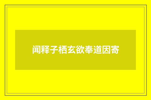 闻释子栖玄欲奉道因寄