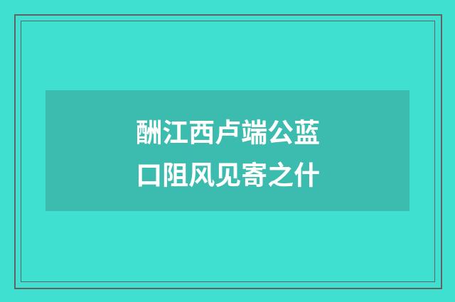 酬江西卢端公蓝口阻风见寄之什