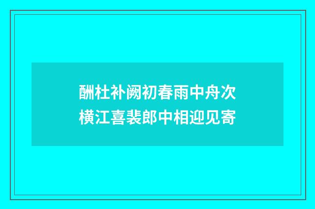 酬杜补阙初春雨中舟次横江喜裴郎中相迎见寄