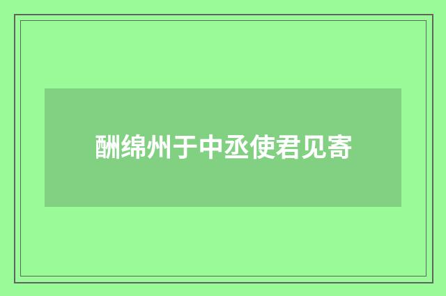 酬绵州于中丞使君见寄