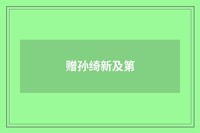 赠孙绮新及第