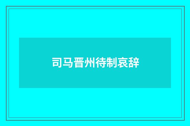 司马晋州待制哀辞
