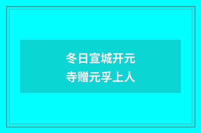 冬日宣城开元寺赠元孚上人