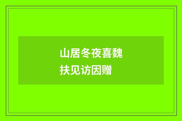山居冬夜喜魏扶见访因赠