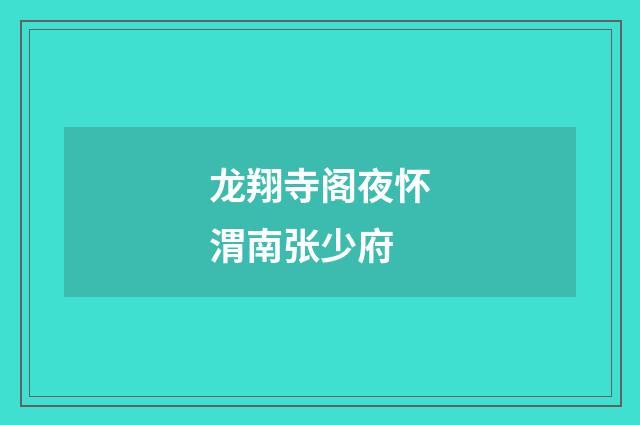 龙翔寺阁夜怀渭南张少府