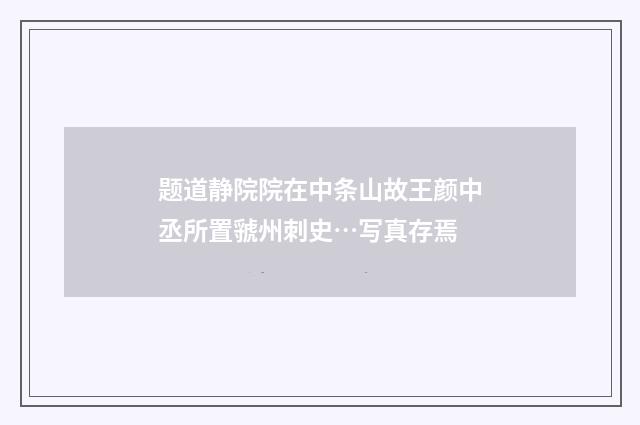 题道静院院在中条山故王颜中丞所置虢州刺史…写真存焉