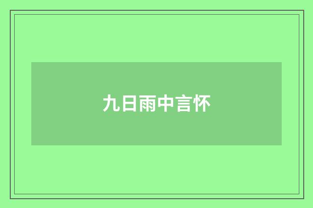 九日雨中言怀