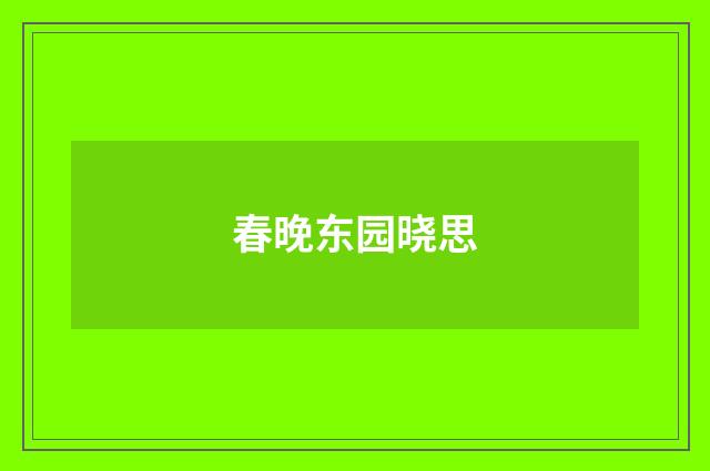 春晚东园晓思