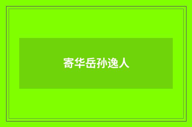 寄华岳孙逸人