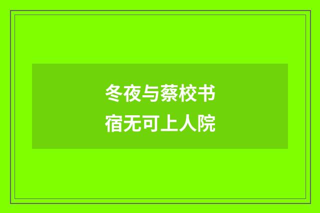 冬夜与蔡校书宿无可上人院