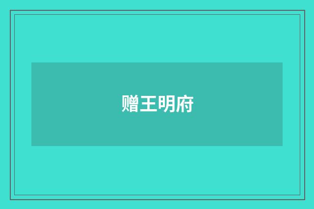赠王明府
