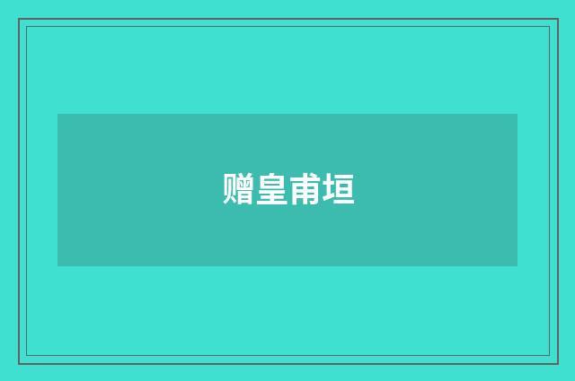 赠皇甫垣