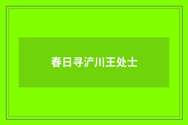 春日寻浐川王处士