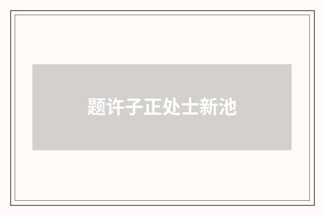 题许子正处士新池