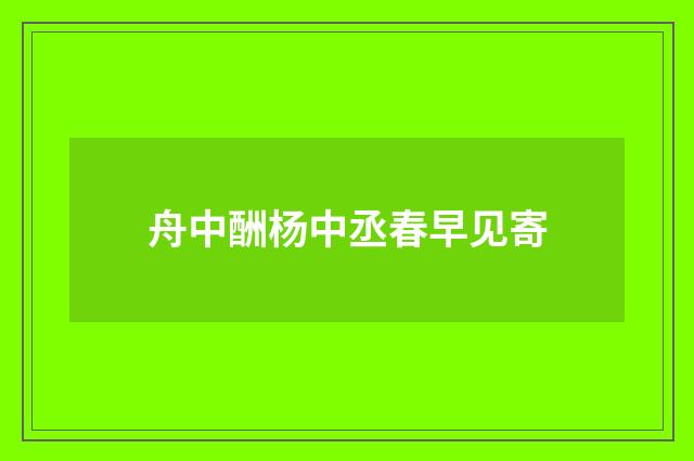 舟中酬杨中丞春早见寄