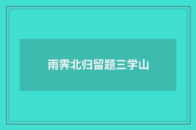 雨霁北归留题三学山
