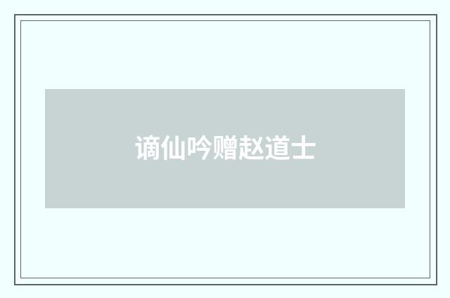 谪仙吟赠赵道士
