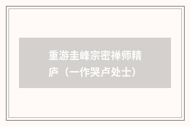 重游圭峰宗密禅师精庐（一作哭卢处士）