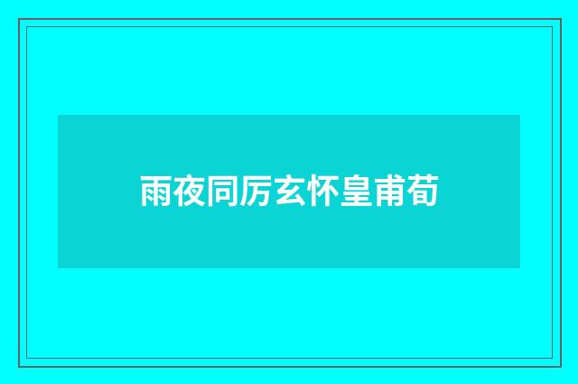 雨夜同厉玄怀皇甫荀