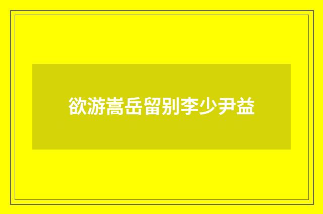 欲游嵩岳留别李少尹益
