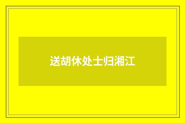 送胡休处士归湘江