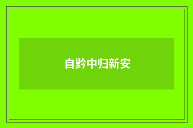 自黔中归新安
