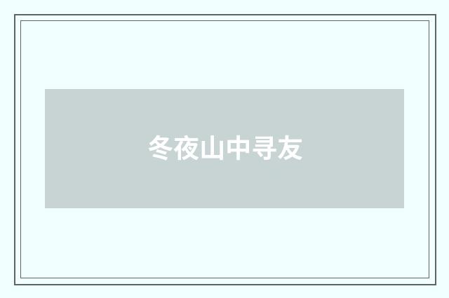 冬夜山中寻友