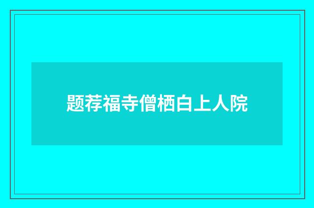 题荐福寺僧栖白上人院