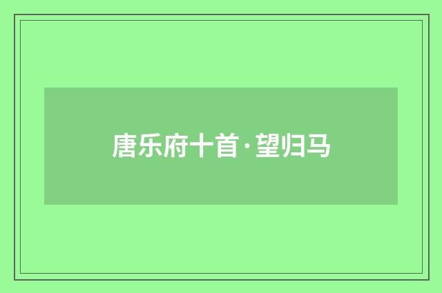 唐乐府十首·望归马