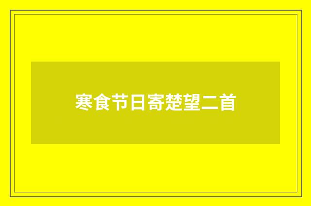 寒食节日寄楚望二首