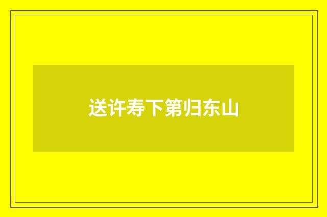 送许寿下第归东山