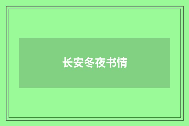 长安冬夜书情