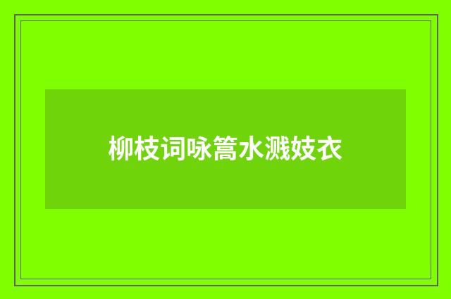 柳枝词咏篙水溅妓衣