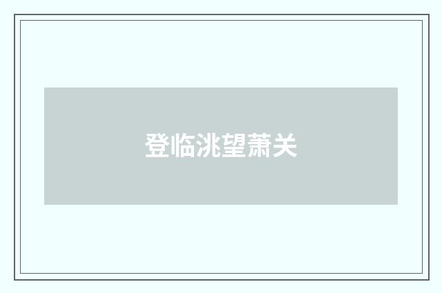 登临洮望萧关