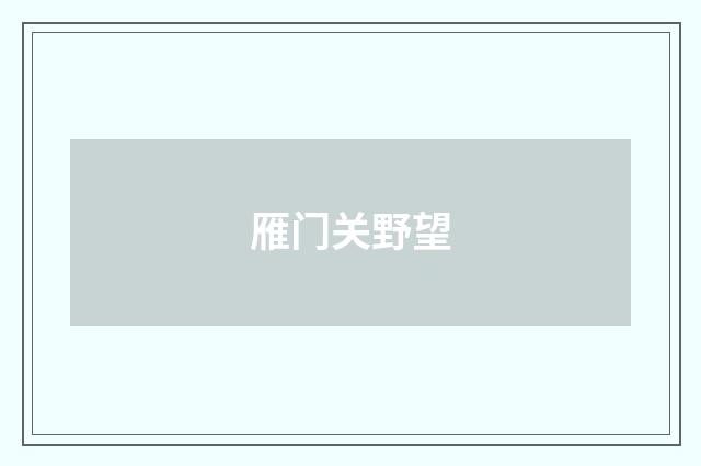 雁门关野望