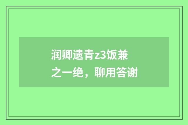 润卿遗青z3饭兼之一绝，聊用答谢