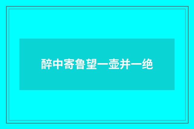 醉中寄鲁望一壶并一绝