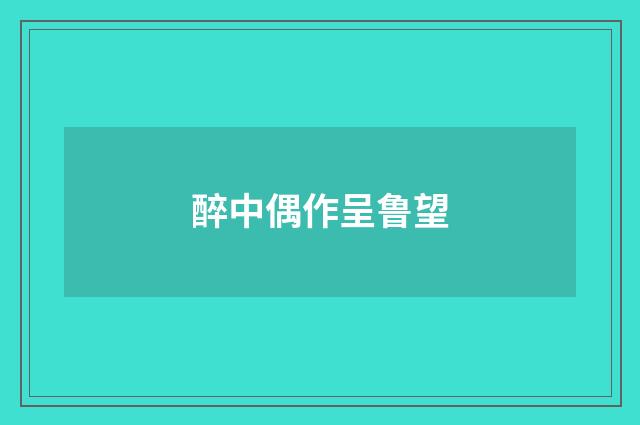 醉中偶作呈鲁望