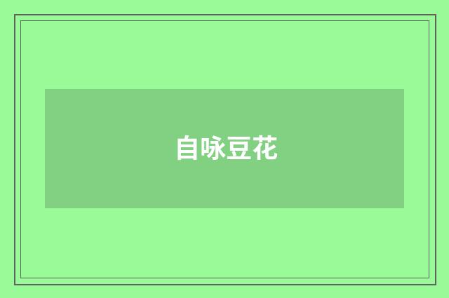 自咏豆花