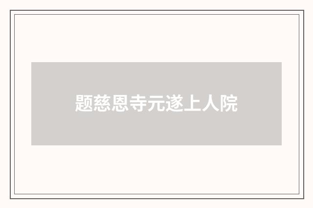 题慈恩寺元遂上人院