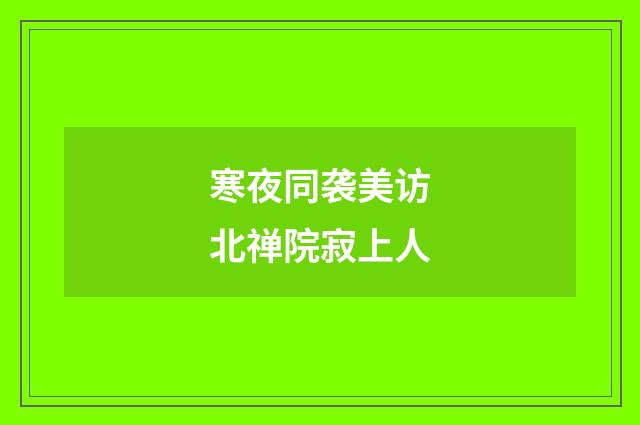 寒夜同袭美访北禅院寂上人