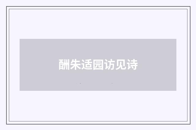 酬朱适园访见诗