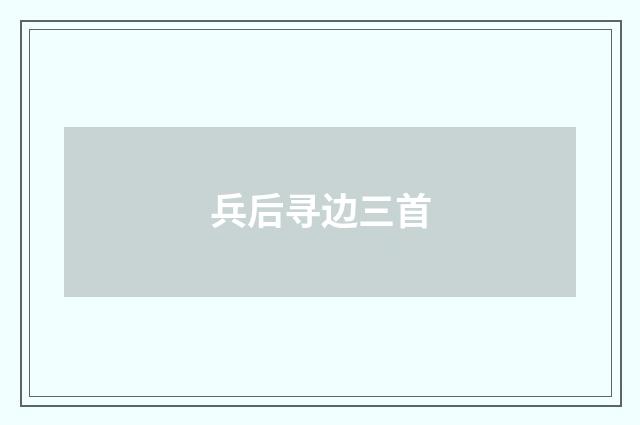 兵后寻边三首