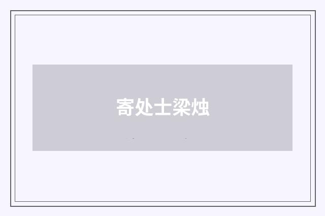 寄处士梁烛