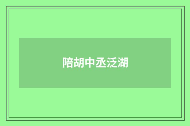 陪胡中丞泛湖